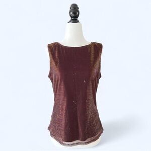 Vintage 90s Capucino Womens Multicolour Burgundy Mesh Detail Tank Top Medium